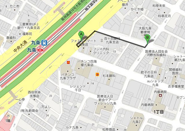 松島新地【地下鉄 九条駅からのアクセス】マップ